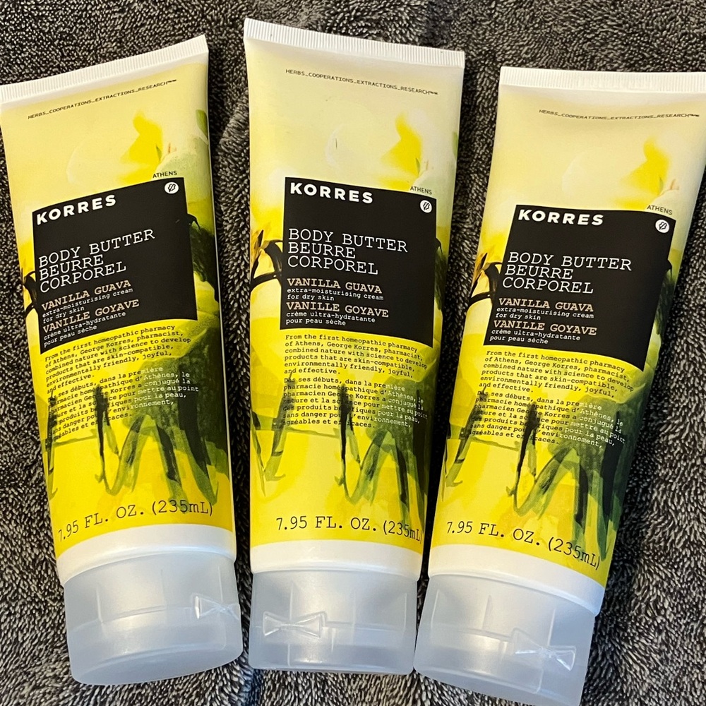 3 X KORRES VANILLA GUAVA Body Butter 7.95oz SEALED